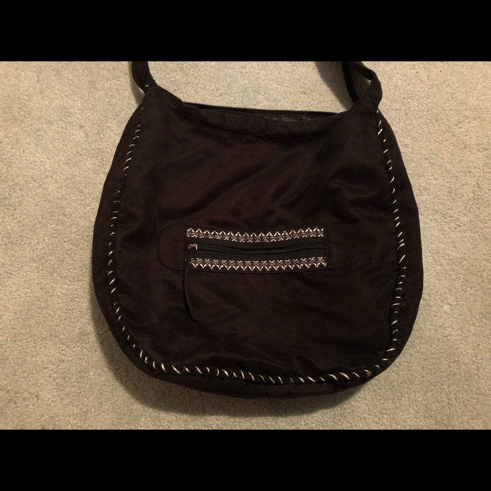 Black Suede Zippered Bag